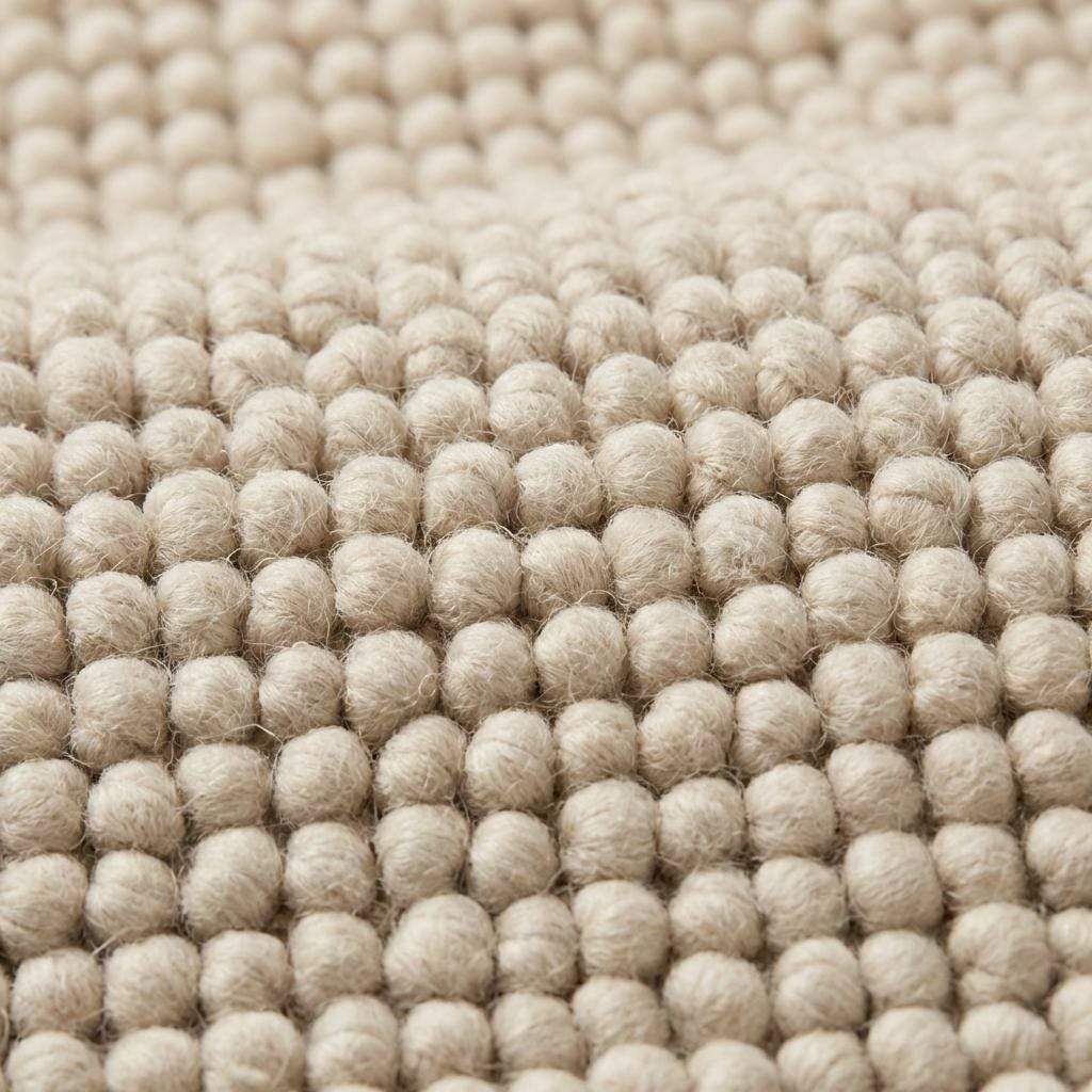 Handmade chunky wool rug thick neutral cozy textured minimalist Scandinavian style floor mat
