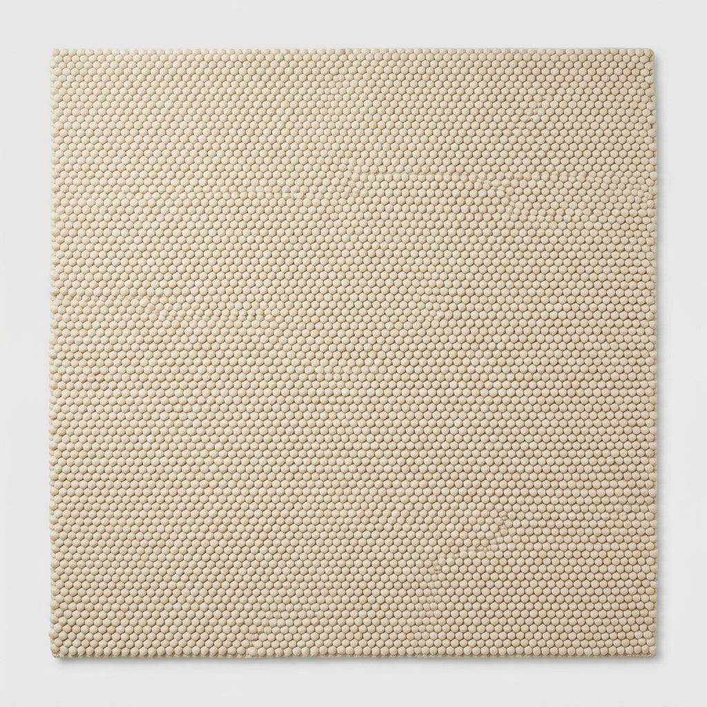 Chunky Wool Rug in natural sand beige, with a dense, raised loop-woven texture and clean rectangular shape.
