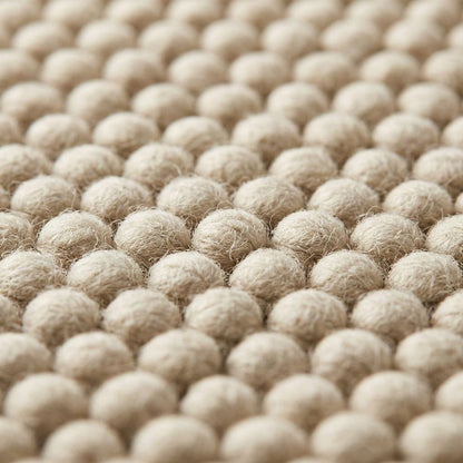 Chunky Wool Rug in natural beige wool-style fibres, with a thick, tactile surface of tightly packed raised loops.