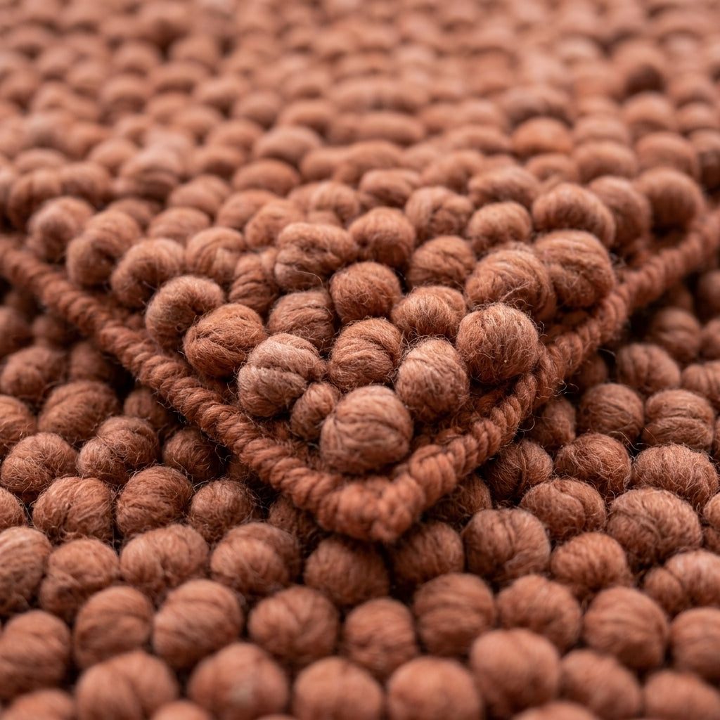 Chunky Wool Rug, Handwoven Pebble Texture Area Rug, Terracotta Rust Carpet, Modern Boho Earthy Decor, Thick Cozy Living Room Floor Rug