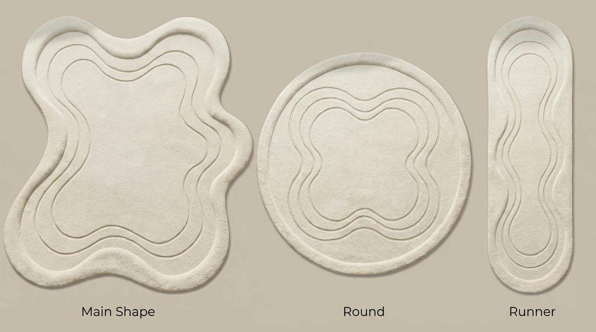 Hand Tufted Wool Abstract Rug, Irregular Modern Ivory Area Rug, Minimalist Sculpted Carpet for Living Room Bedroom Meditation Space __etsy:7756229553