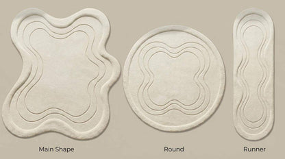 Hand Tufted Wool Abstract Rug, Irregular Modern Ivory Area Rug, Minimalist Sculpted Carpet for Living Room Bedroom Meditation Space __etsy:7756229553