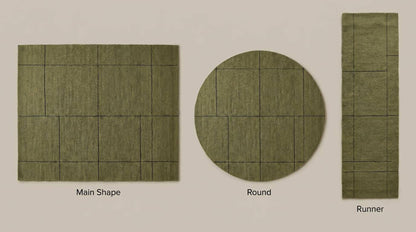 Hand Tufted Wool Rug Olive Green Modern Grid Area Rug for Living Room Contemporary Minimalist Home Decor __etsy:7728060830