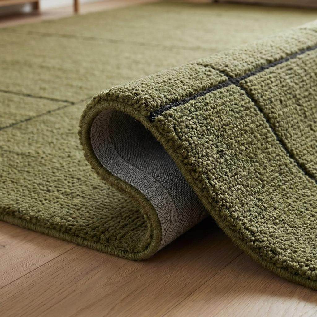 Hand Tufted Wool Rug Olive Green Modern Grid Area Rug for Living Room Contemporary Minimalist Home Decor __etsy:7830351886