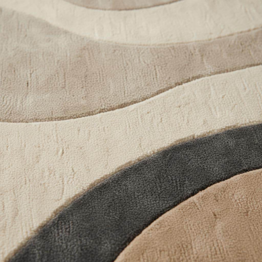 Hand tufted wool rug with organic shape and neutral tones for modern home decor