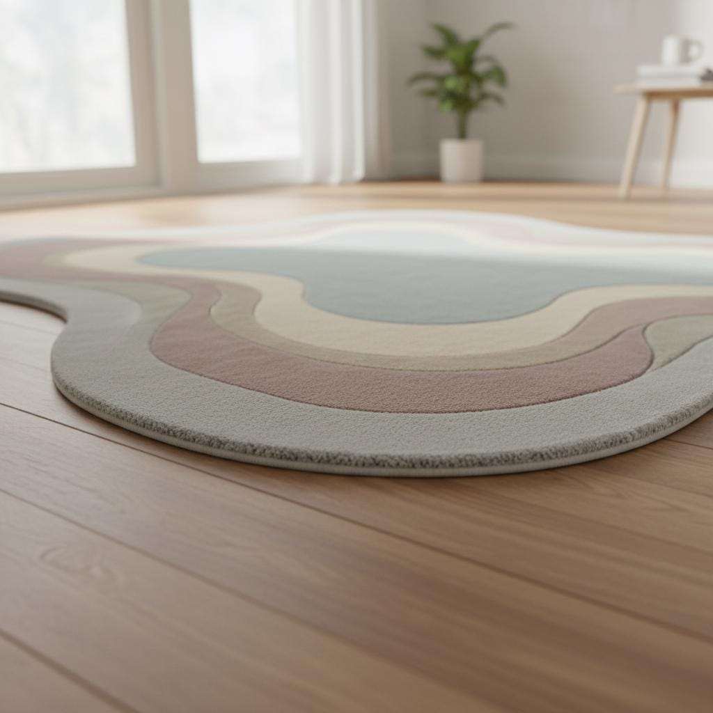 Hand-tufted handmade wool rug with organic shape and soft plush texture for living room decor