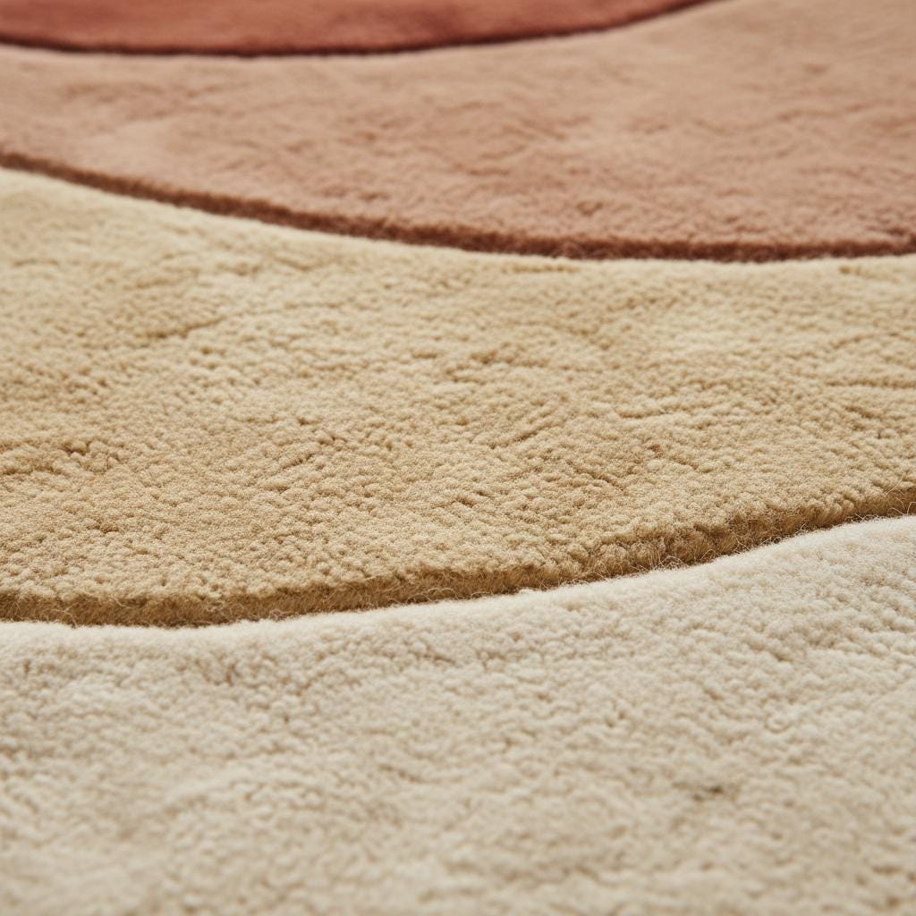 Abstract boho rug with earth tones and organic curves for modern living room decor