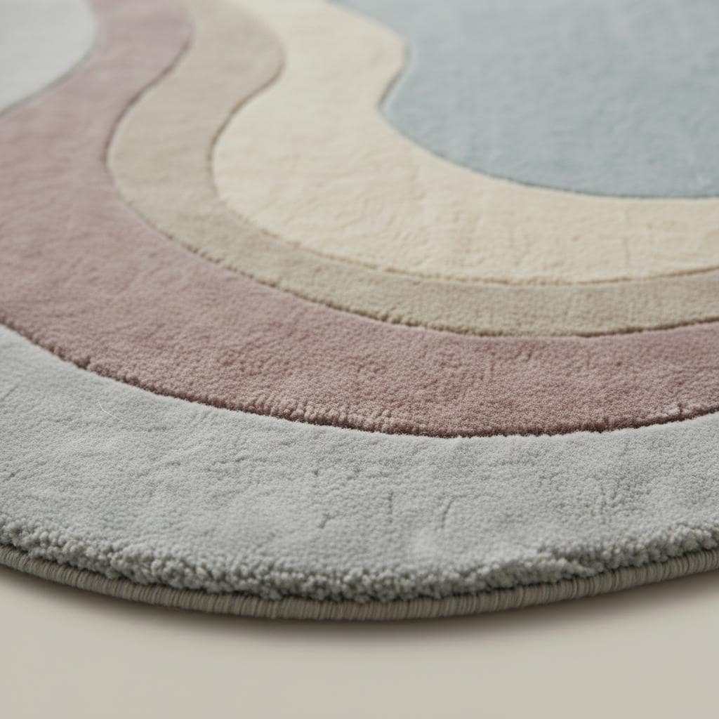 Hand-tufted handmade wool rug with organic shape and soft plush texture for living room and bedroom decor