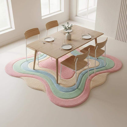 Plush abstract floor rug with pastel tones and sculptural shape, designed for living room, nursery, or modern apartment decor