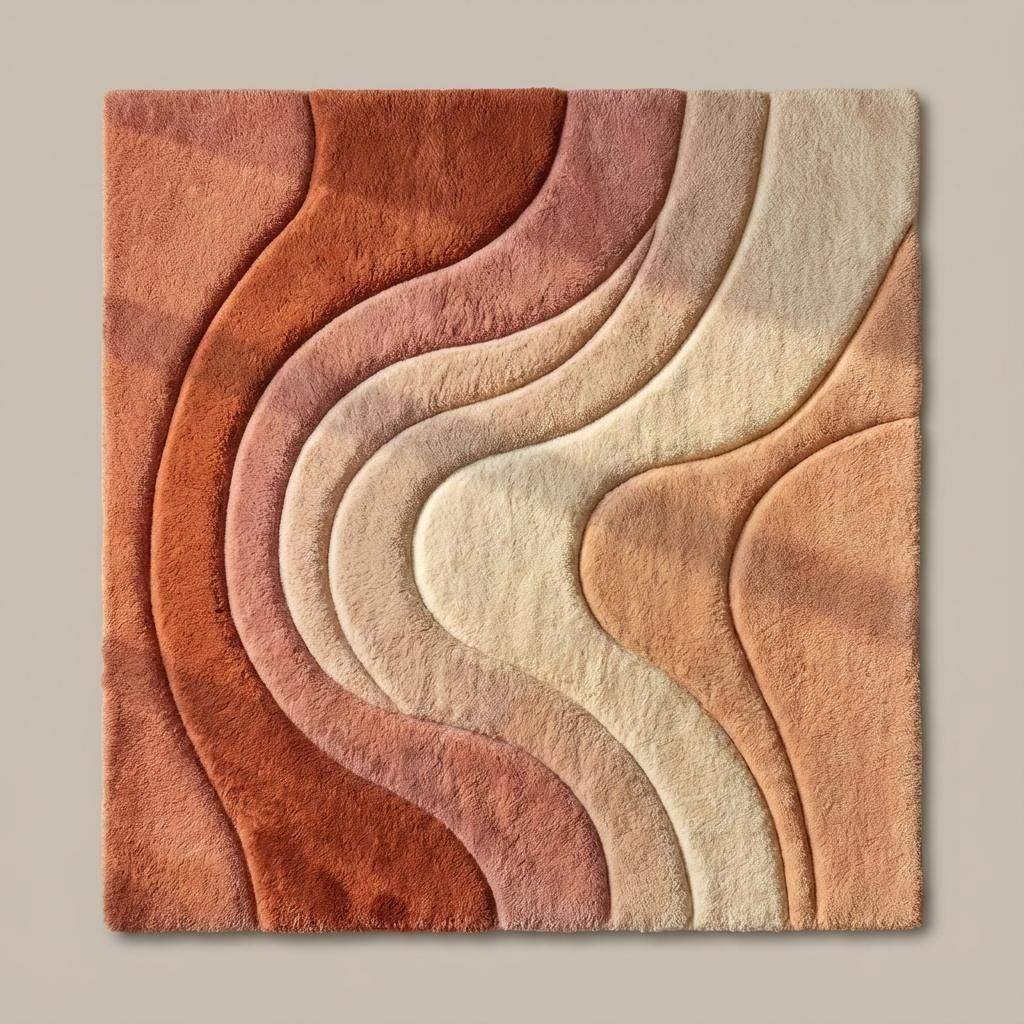 Contemporary abstract rug with flowing wave design perfect for bedroom or modern home décor