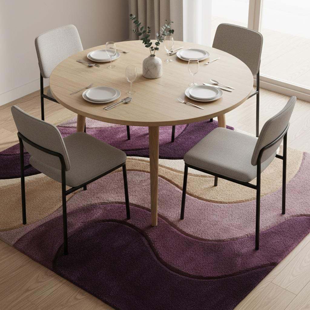 Modern Abstract Rug with plush texture and wavy neutral tone design