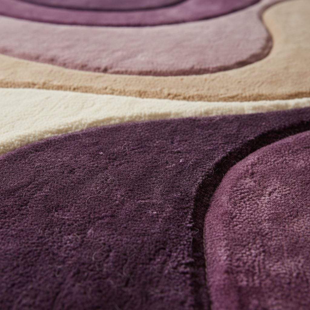 Modern Abstract Rug with plush texture and wavy neutral-tone pattern