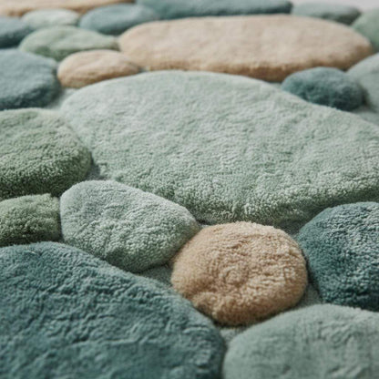 Soft green Pebble Pattern Rug with plush tufted pebble design for living room and nursery
