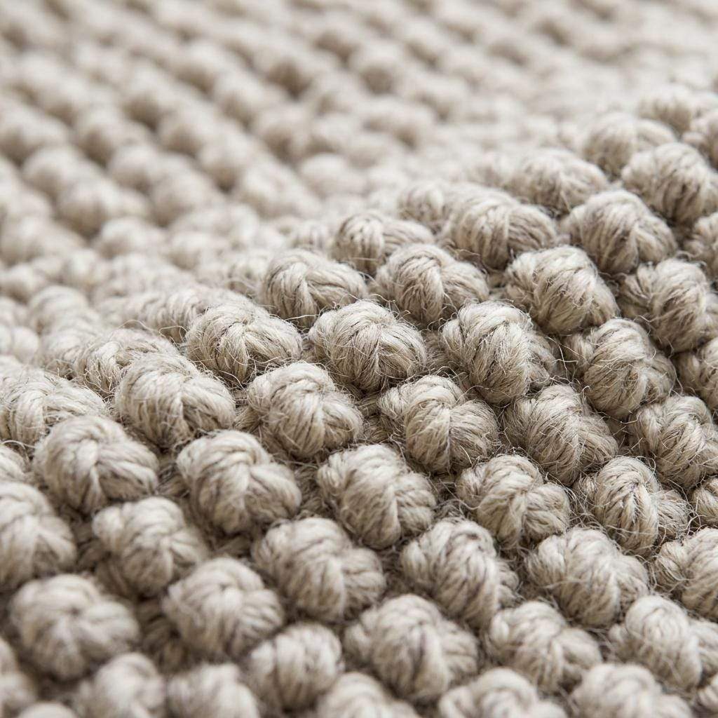 Chunky loop wool rug hand woven ivory beige textured Scandinavian living room area rug