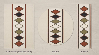 Ivory rust diamond kilim rug handwoven wool flatweave southwestern decor