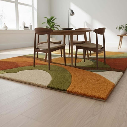 Mid-Century Modern Wool Rug: 70s Wavy Abstract Design Teppich __etsy:7285161174
