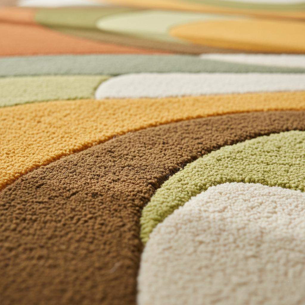 Mid-Century Modern Wool Rug: 70s Wavy Abstract Design Teppich __etsy:7285161296