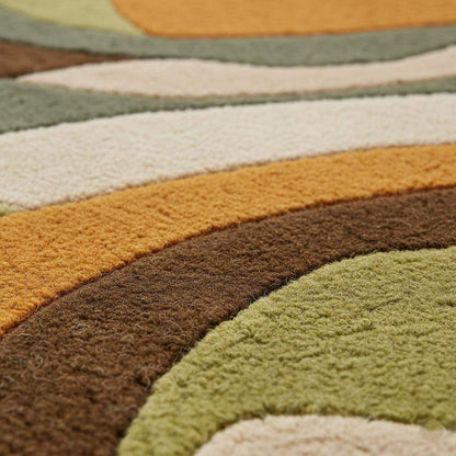 Mid-Century Modern Wool Rug: 70s Wavy Abstract Design Teppich __etsy:7333105261