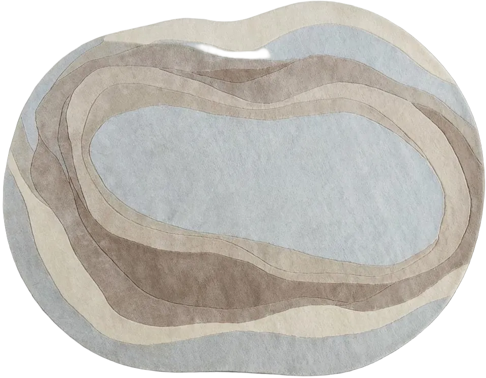 Organic Wavy Rug – Irregular Shaped Beige Cream Rug | Modern Abstract Carpet