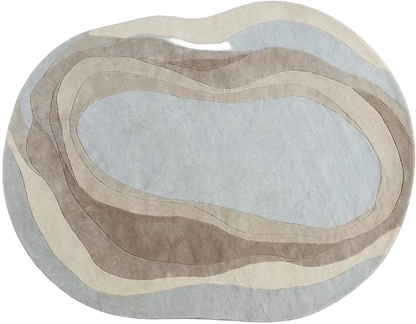 Organic Wavy Rug – Irregular Shaped Beige Cream Rug | Modern Abstract Carpet