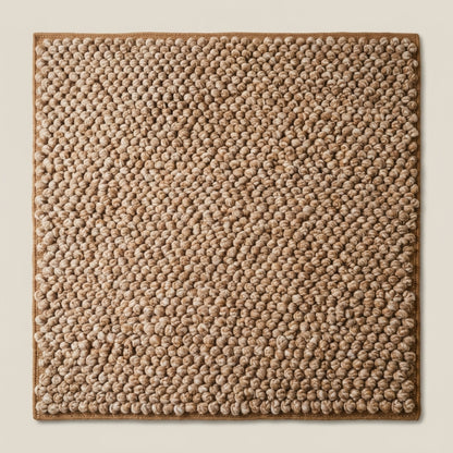 Chunky Wool Rug, Handwoven Pebble Texture Area Rug, Camel Beige Heathered Carpet, Modern Organic Minimalist Decor, Thick Cozy Living Room Floor Rug