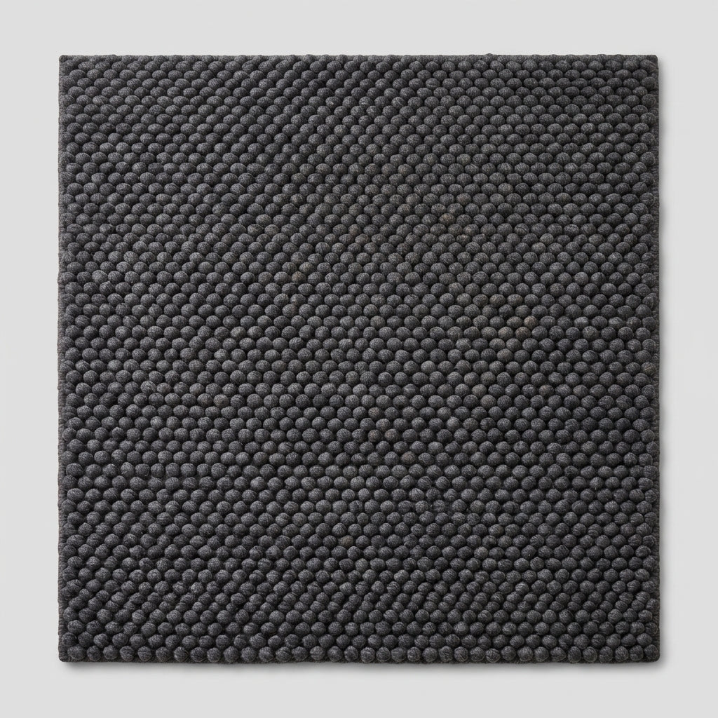 Chunky Wool Rug, Handwoven Pebble Texture Area Rug, Charcoal Gray Carpet, Modern Minimalist Scandinavian Decor, Thick Cozy Living Room Floor Rug