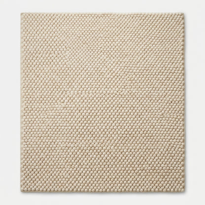 Chunky Wool Rug, Handwoven Felt Ball Pebble Area Rug, Ivory White Carpet, Modern Scandinavian Japandi Decor, Thick Cozy Living Room Floor Rug