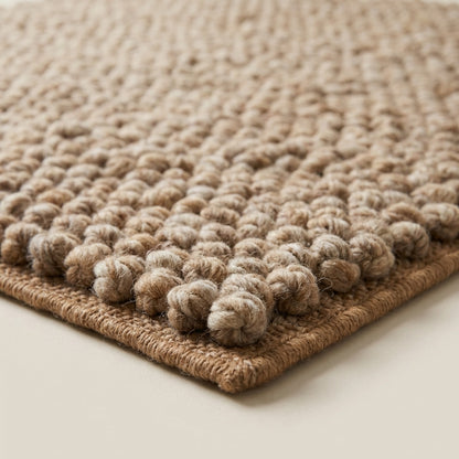 Chunky Wool Rug, Handwoven Pebble Texture Area Rug, Camel Beige Heathered Carpet, Modern Organic Minimalist Decor, Thick Cozy Living Room Floor Rug