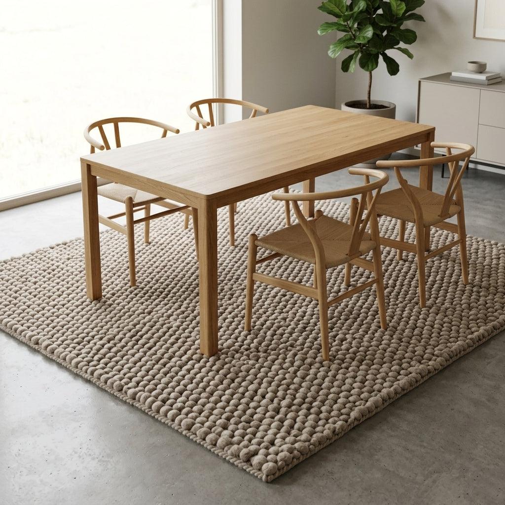 Chunky Wool Rug in taupe greige with a thick, handwoven pebble-knot texture and softly rounded pile.