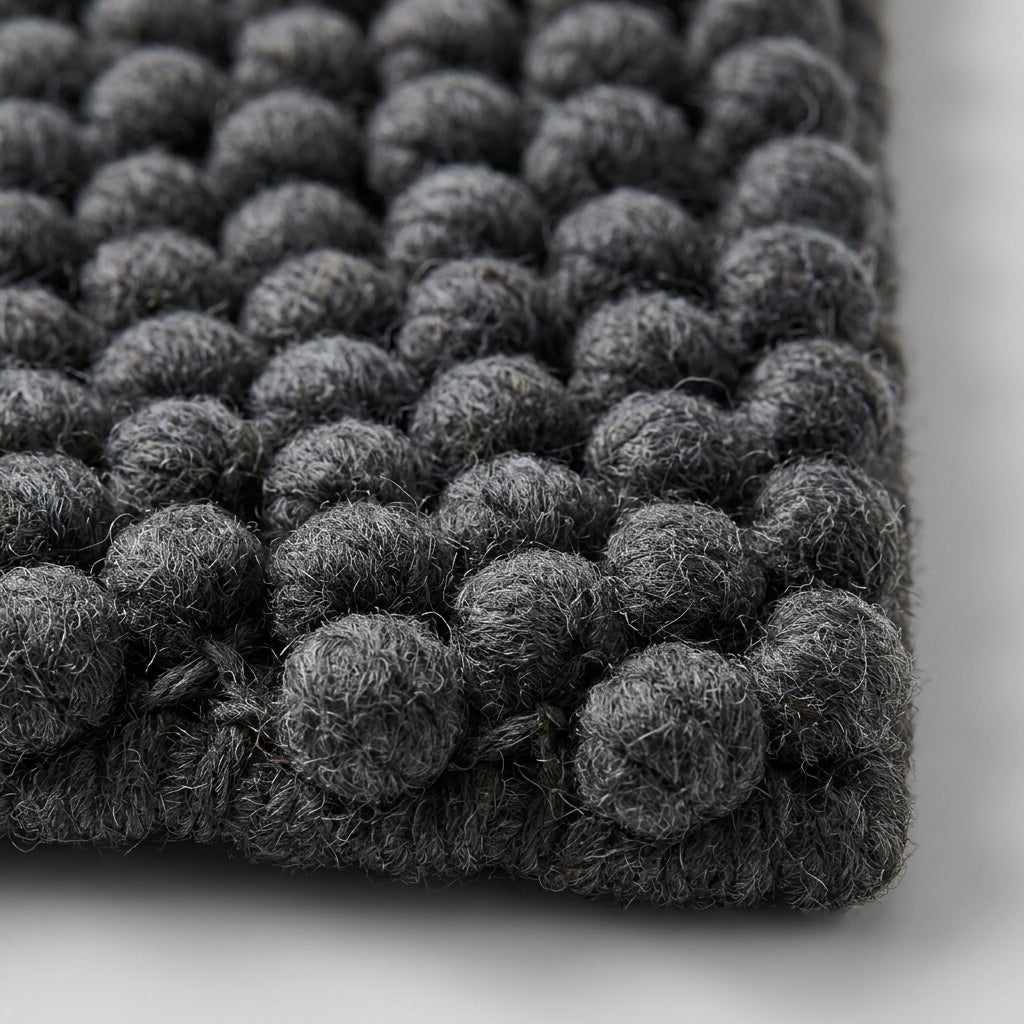 Chunky Wool Rug, Handwoven Pebble Texture Area Rug, Charcoal Gray Carpet, Modern Minimalist Scandinavian Decor, Thick Cozy Living Room Floor Rug