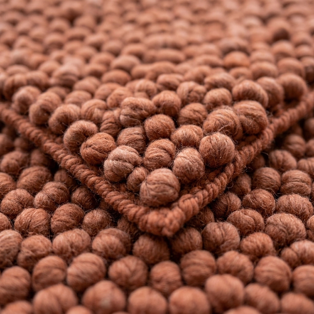 Chunky Wool Rug, Handwoven Pebble Texture Area Rug, Terracotta Rust Carpet, Modern Boho Earthy Decor, Thick Cozy Living Room Floor Rug