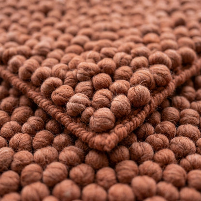 Chunky Wool Rug, Handwoven Pebble Texture Area Rug, Terracotta Rust Carpet, Modern Boho Earthy Decor, Thick Cozy Living Room Floor Rug