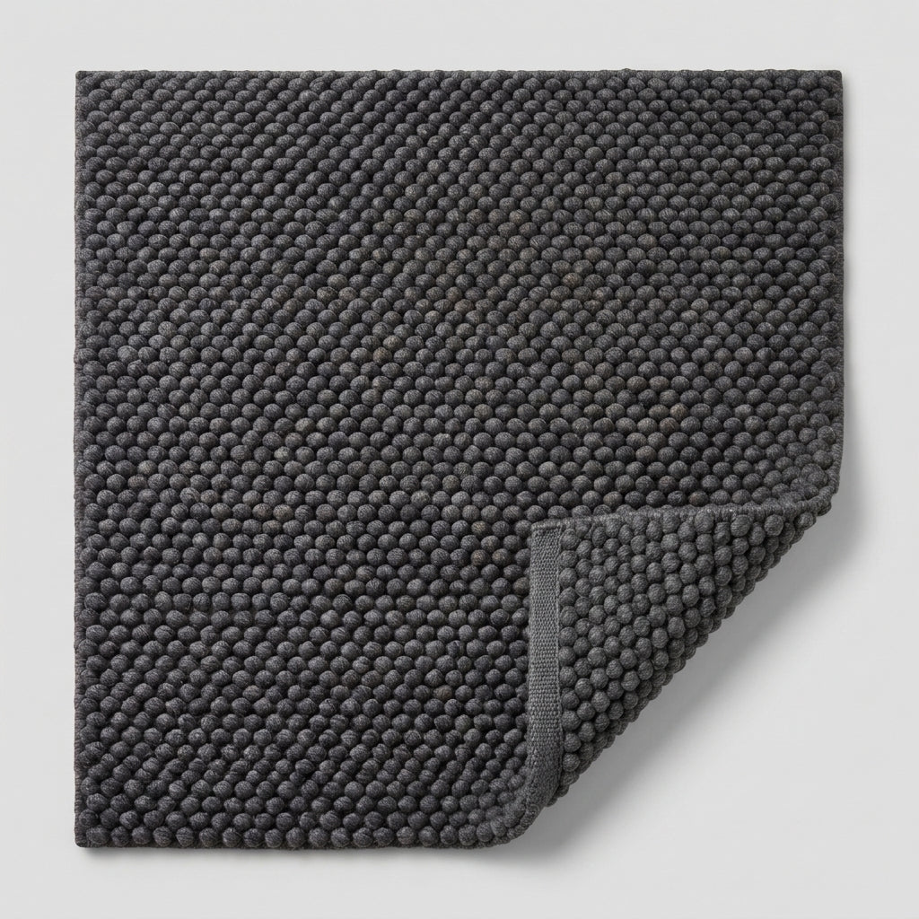 Chunky Wool Rug, Handwoven Pebble Texture Area Rug, Charcoal Gray Carpet, Modern Minimalist Scandinavian Decor, Thick Cozy Living Room Floor Rug
