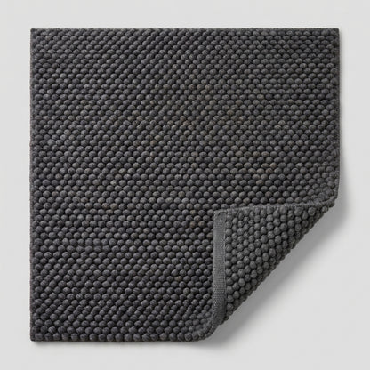 Chunky Wool Rug, Handwoven Pebble Texture Area Rug, Charcoal Gray Carpet, Modern Minimalist Scandinavian Decor, Thick Cozy Living Room Floor Rug