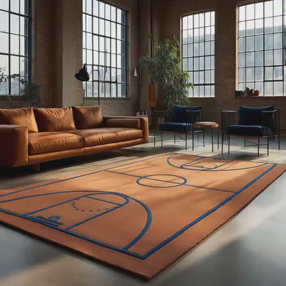 Basketball Court Rug | Sports Theme Area Carpet | Boys Room Decor | Custom Game Court Floor Mat | Modern Playroom Rug | Athlete Gift Idea
