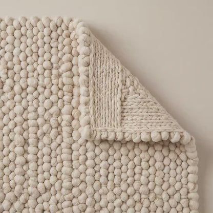 Chunky Wool Pebble Rug, Handwoven Cream Wool Rug, Textured Wool Area Rug, Scandinavian Minimalist Home Decor
