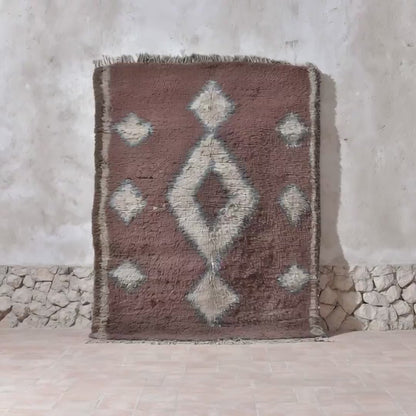 Vintage Hand-woven Moroccan Rug | Brown, Cream Diamond Berber Rug (9x12)